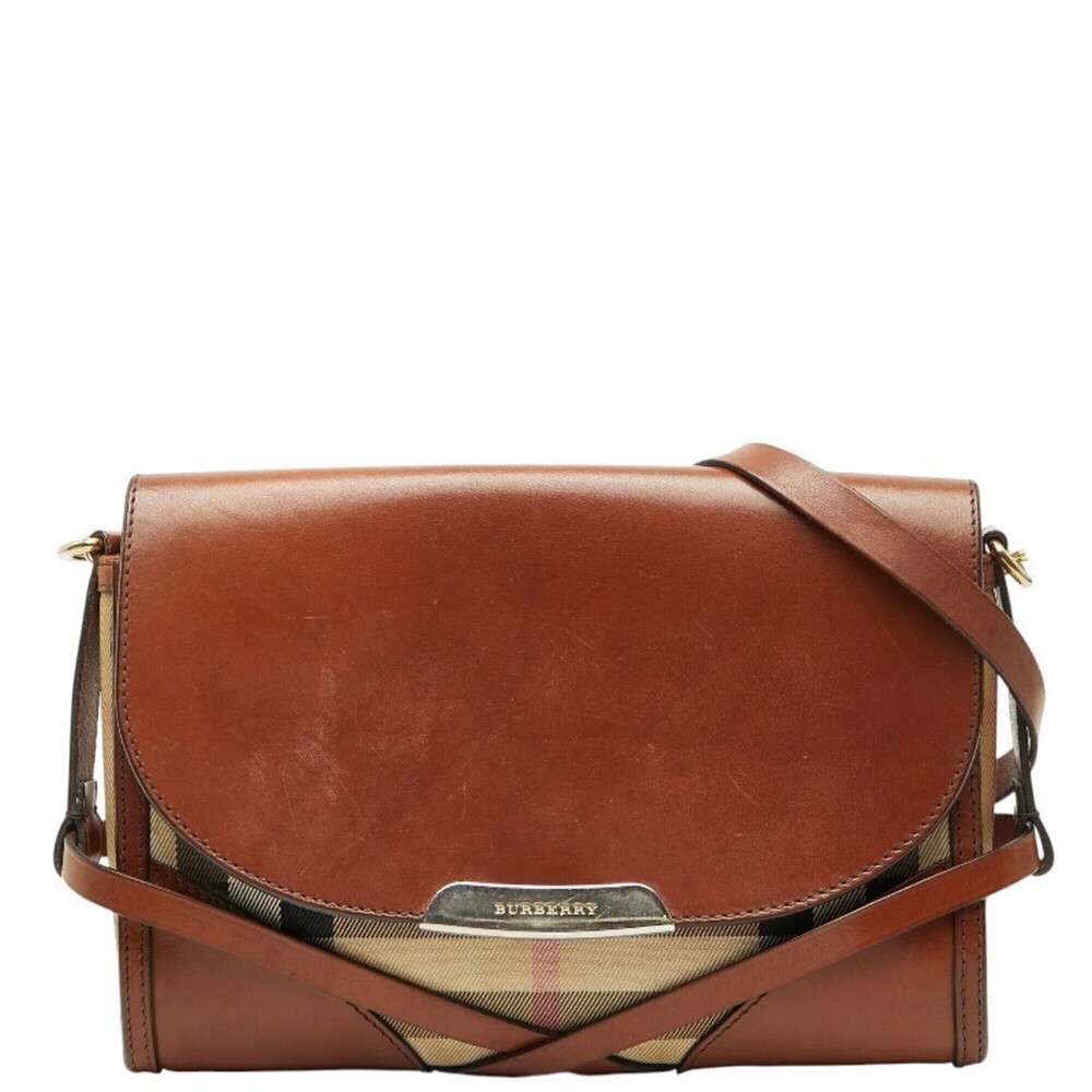 Burberry Nova Check Crossbody Shoulder Bag, Beige/Brown Canvas Leather, Women...